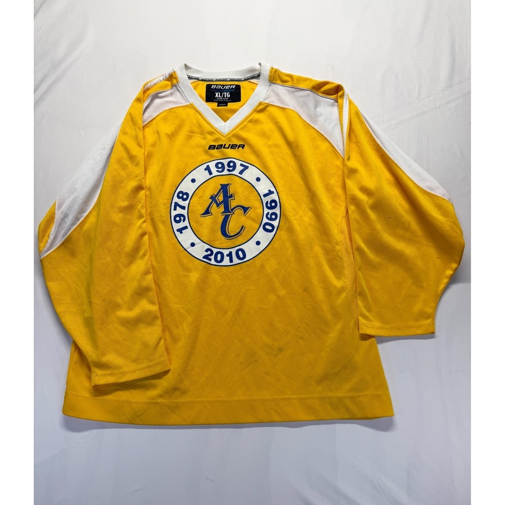 Bauer Hockey Jersey Mens XL Yellow White Arlington Catholic High School Athletic
